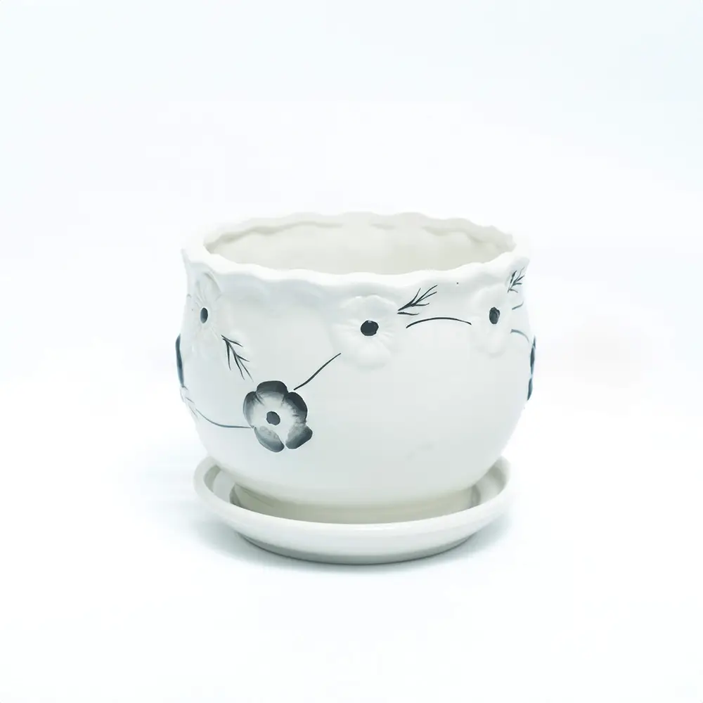 Ceramic Flower Designed Pot