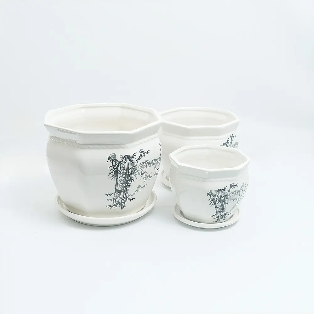 Ceramic Bamboo Designed Pot