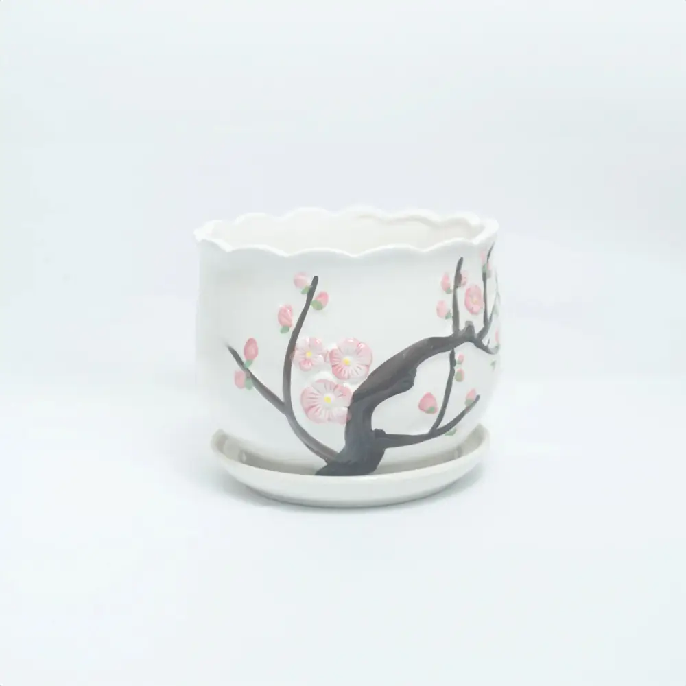 Ceramic Flower Designed Pot