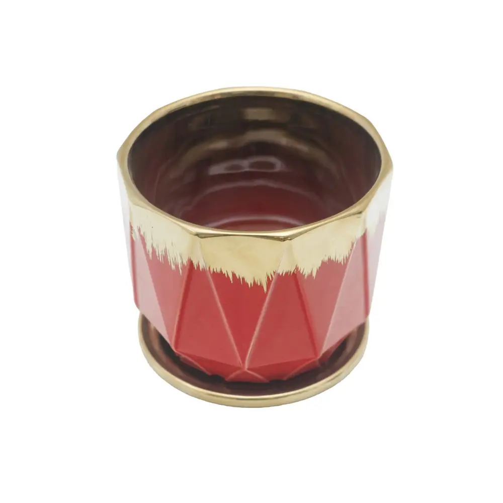 Red and Golden Ceramic Pot
