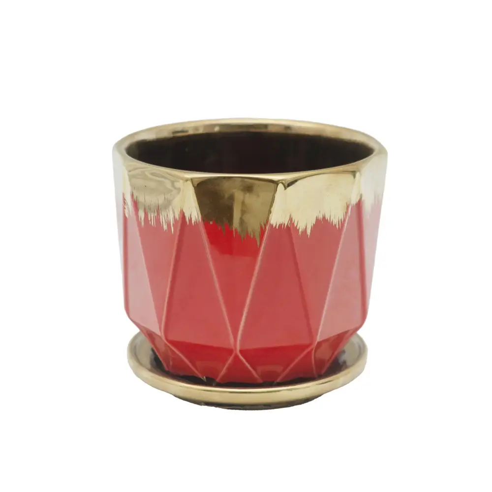 Red and Golden Ceramic Pot