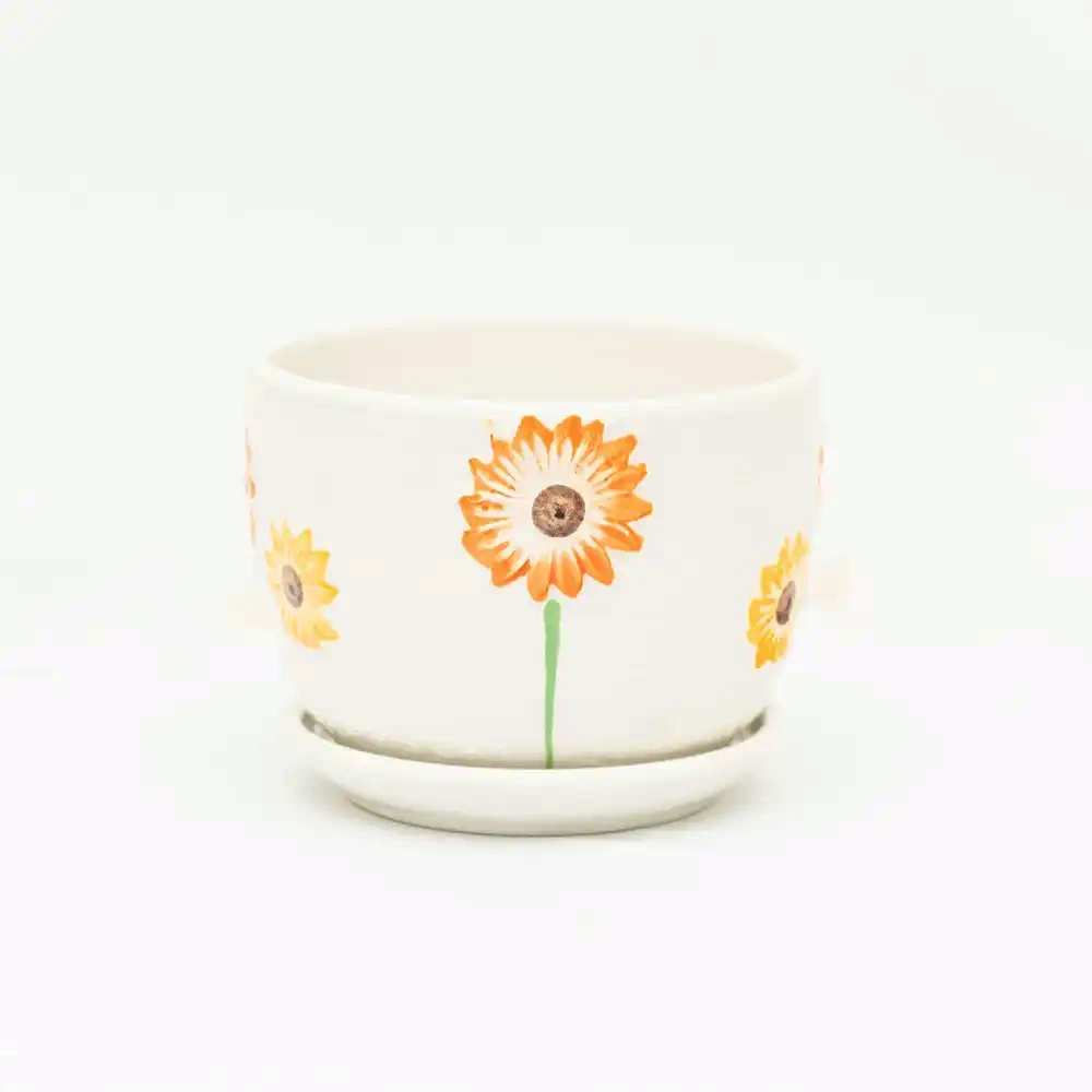 Ceramic Sunflower Design Pot