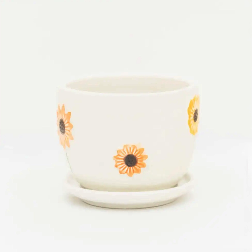 Ceramic Sunflower Design Pot