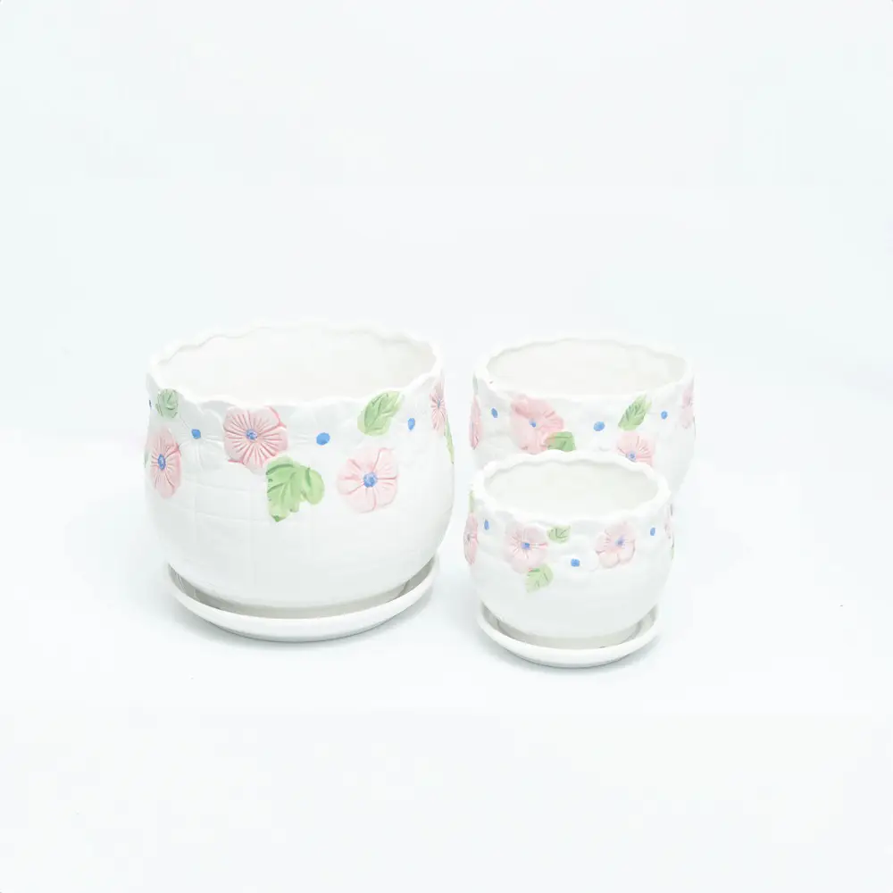 Ceramic Flower Designed Pot