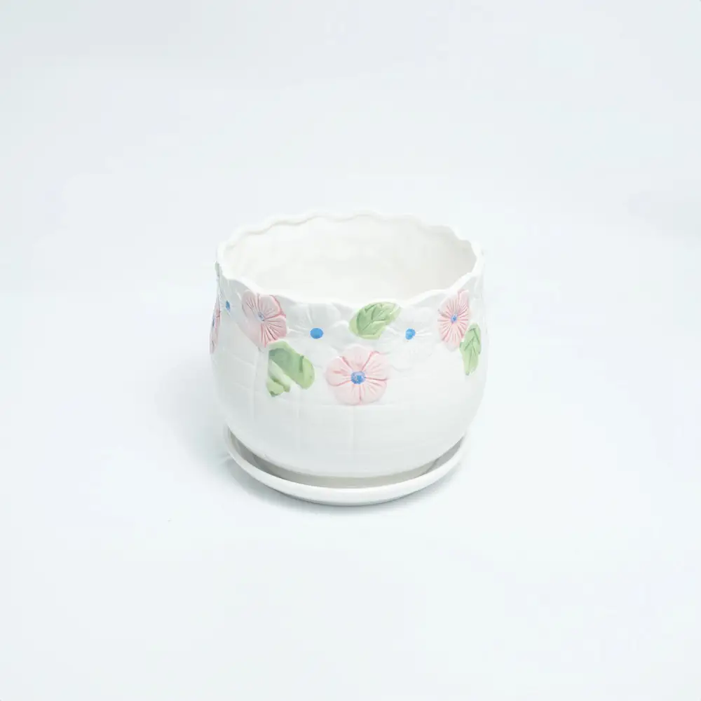 Ceramic Flower Designed Pot
